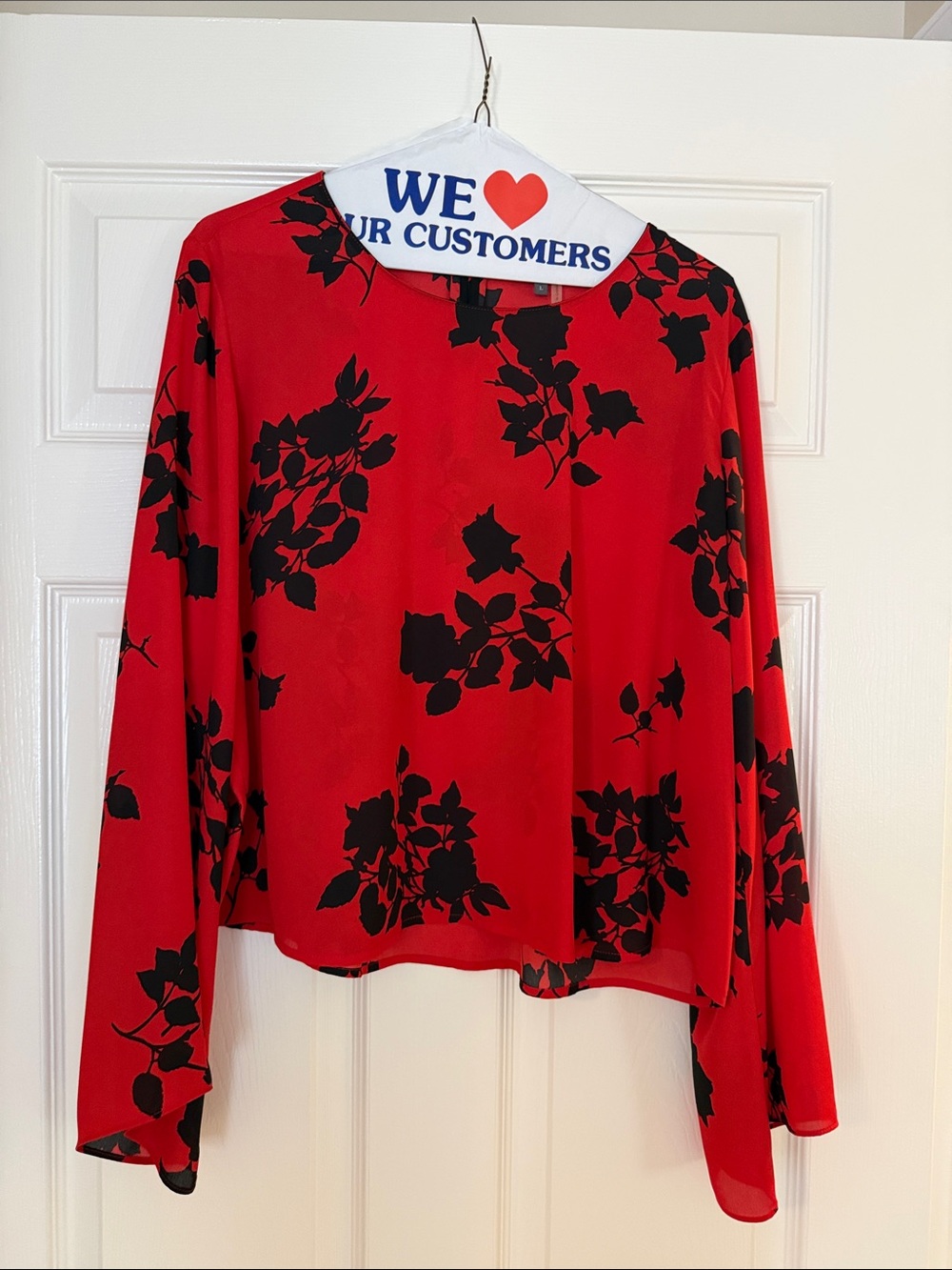 Vince Camuto Red Blouse with Black Floral Print